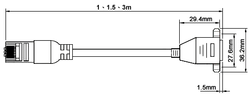 TBE-RJ45 可固定網路延長線尺寸圖