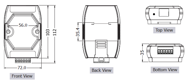 modbus gateway 尺寸圖