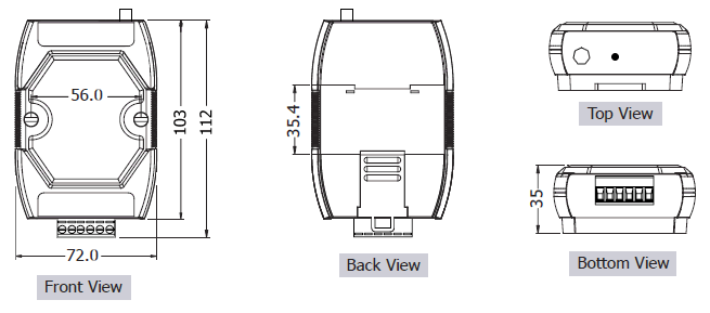 modbus gateway 尺寸圖